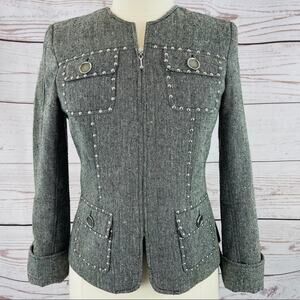 Mishca black grey woven jacket multicolor metal